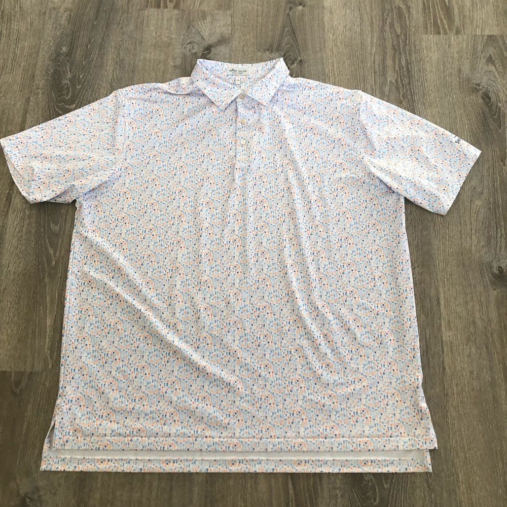 Peter Millar Summer Comfort‎ Mens White Cocktail Short Sleeve Polo Golf Size XXL